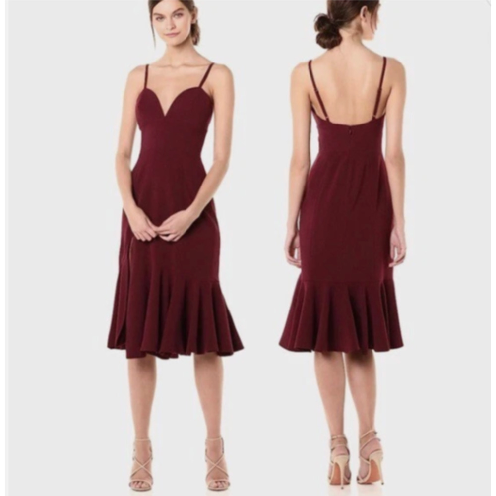 Dress The Population Dress Medium Marilyn Burgundy Red Midi Bodycon Cocktail